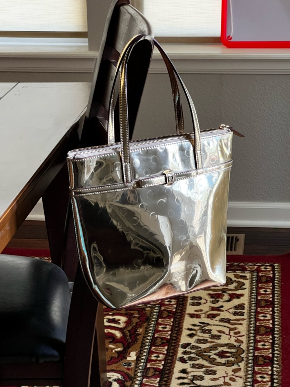 SOLD 
Kate spade New York Metallic Gold Tote Bag with Polka-Emboss Finish